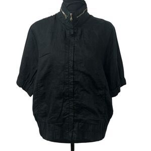 Mossimo Linen Black Crop Zipper Jacket(Size XL)